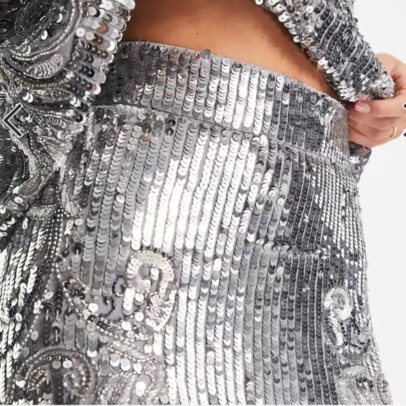 NWT ASOS Edition Mirrored Sequined Midi Skirt Sz 14 - Picture 3 of 12